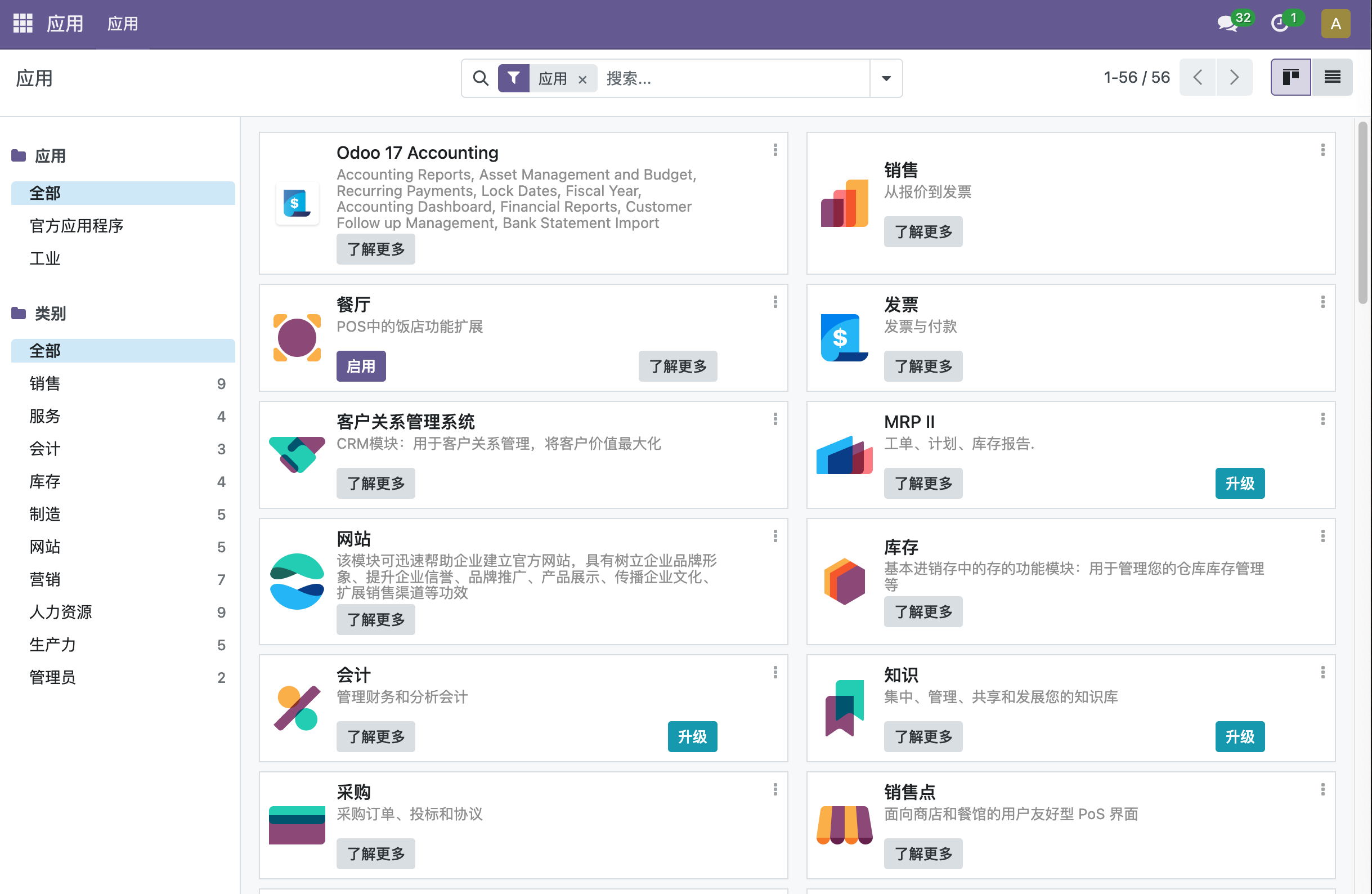 Odoo主要功能模块